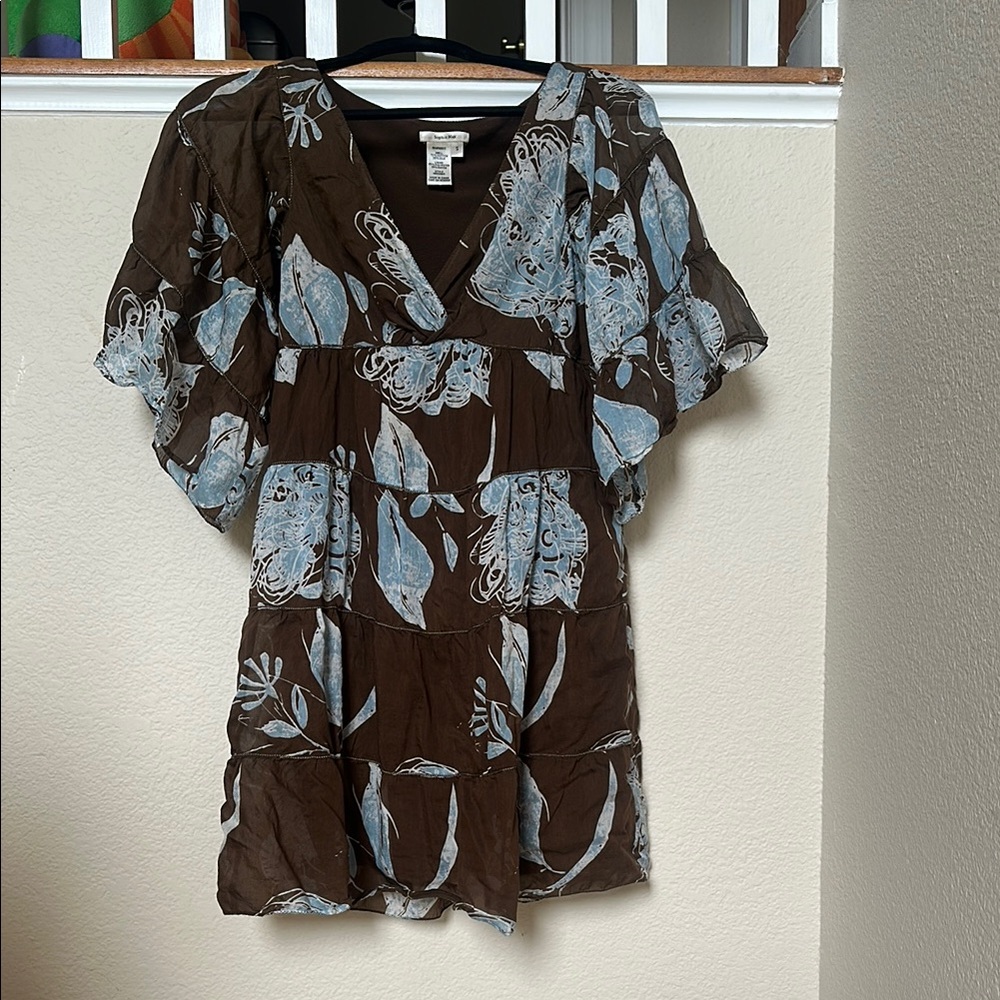 Sophie Max Brown and Blue Floral Blouse